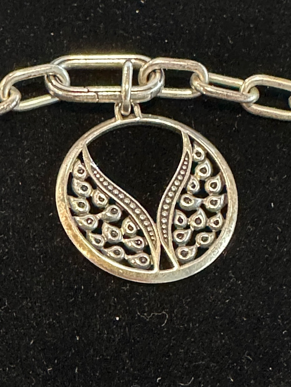 Pandora Silver Circle Charm Necklace with Wings Pendant Women Jewelry
